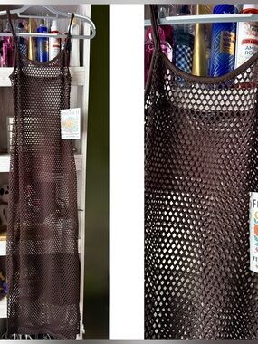 . Forever 21 Chocolate Brown Sheer Crochet Split Festival Style Maxi Dress